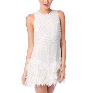 Parker Allegra Feather Bottomed Sequined Dress